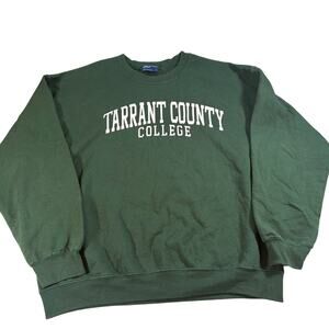 Vintage Tarrant County College Green Sweatshirt, Size L academia, sports
